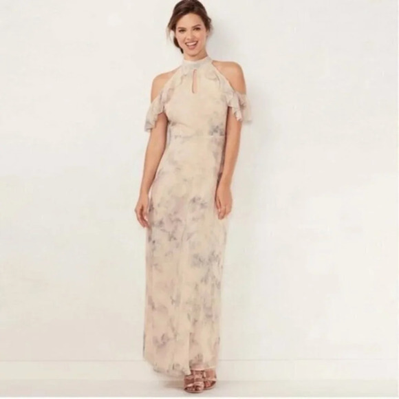 Lauren Conrad ruffle cold-shoulder maxi dress - Picture 1 of 8